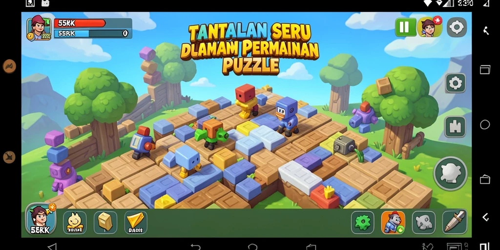 Screenshot gameplay Puzzle 55RK yang menampilkan tantangan menarik.