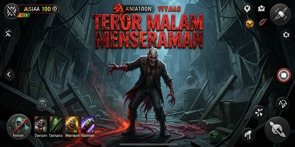 Tangkapan layar gameplay ASIA100 menunjukkan suasana menyeramkan dan menegangkan.