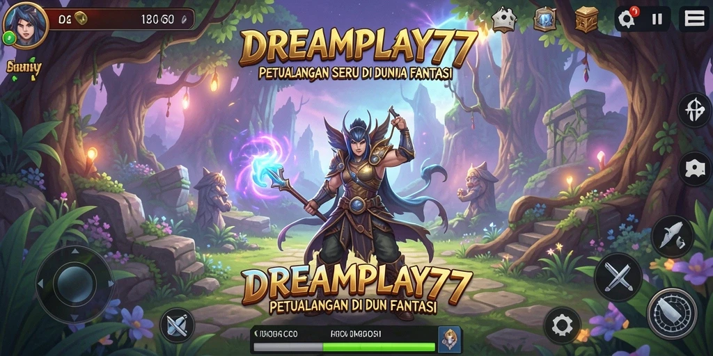 Tangkapan layar utama DREAMPLAY77 menampilkan aksi seru dalam petualangan yang menantang.