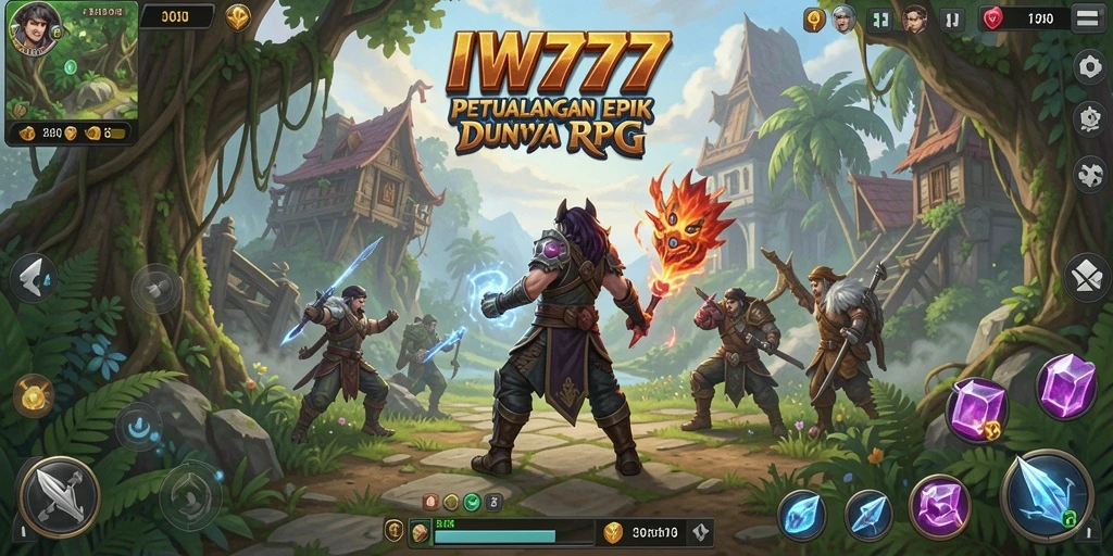 Tampilan permainan IW777 yang memukau saat bertarung di dunia RPG.