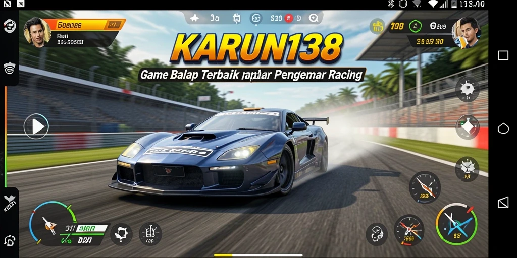 Screenshot gameplay KARUN138 saat balapan seru di lintasan.