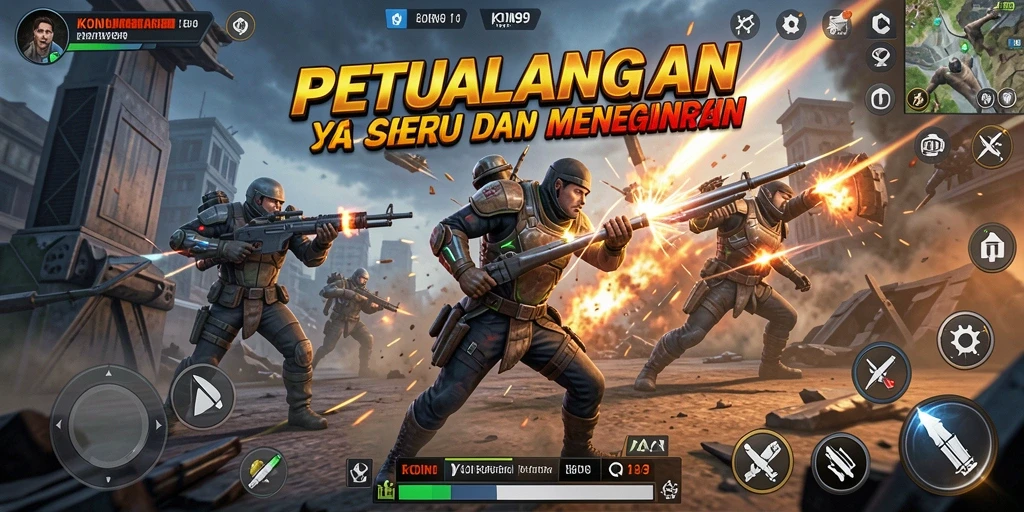 Screenshot permainan KOIN99 menunjukkan aksi pertarungan yang mendebarkan.