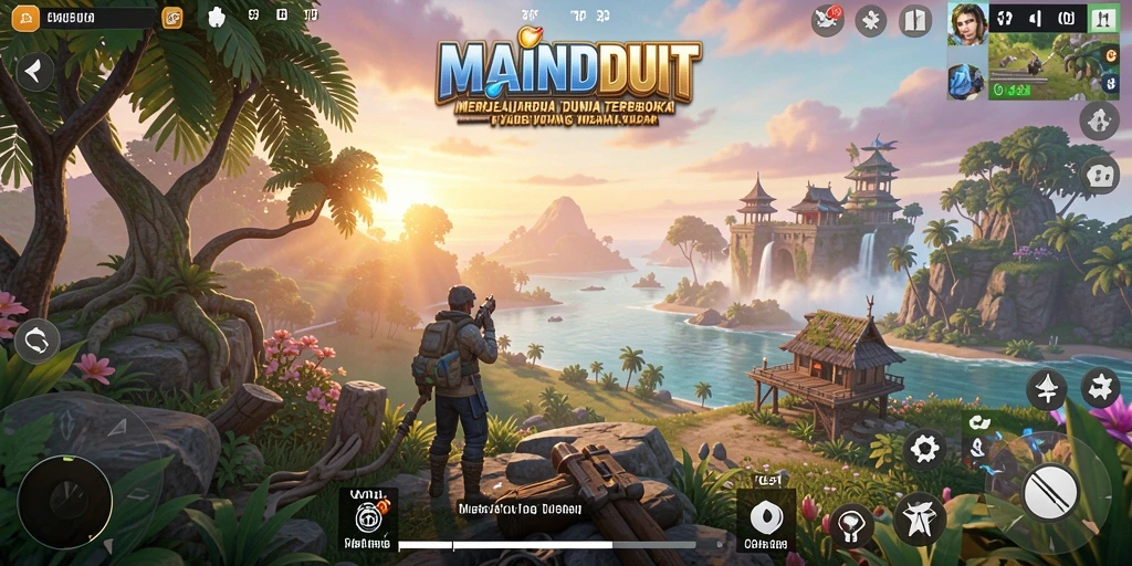 Tampilan gameplay MAINDUIT yang menakjubkan di dunia terbuka.