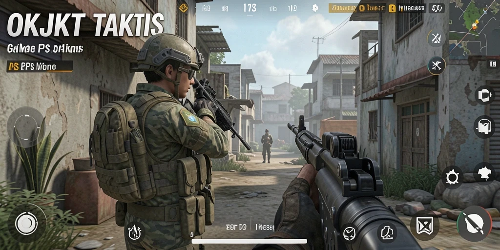 Tangkapan layar gameplay OKJKT menampilkan aksi tembak-menembak yang intens.