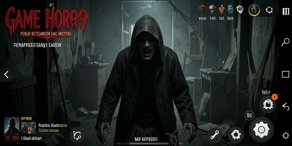 Screenshot menampilkan gameplay menegangkan dari RR999 yang penuh dengan suasana horor.