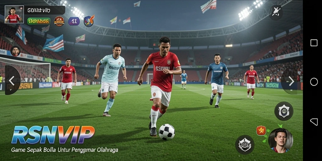 Screenshot utama RSNVIP menampilkan momen menarik dalam gameplay sepak bola.