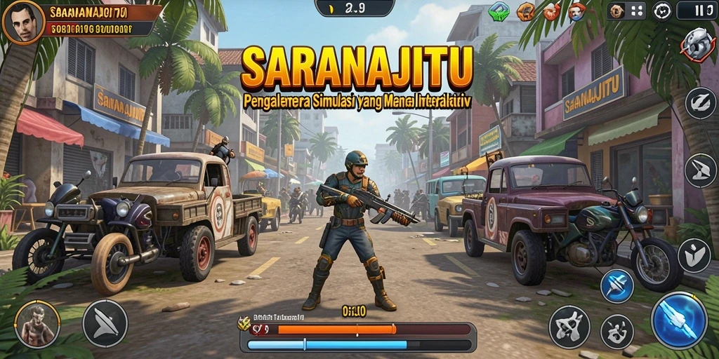 Tampilan menarik dari gameplay SARANAJITU dalam simulasi interaktif.