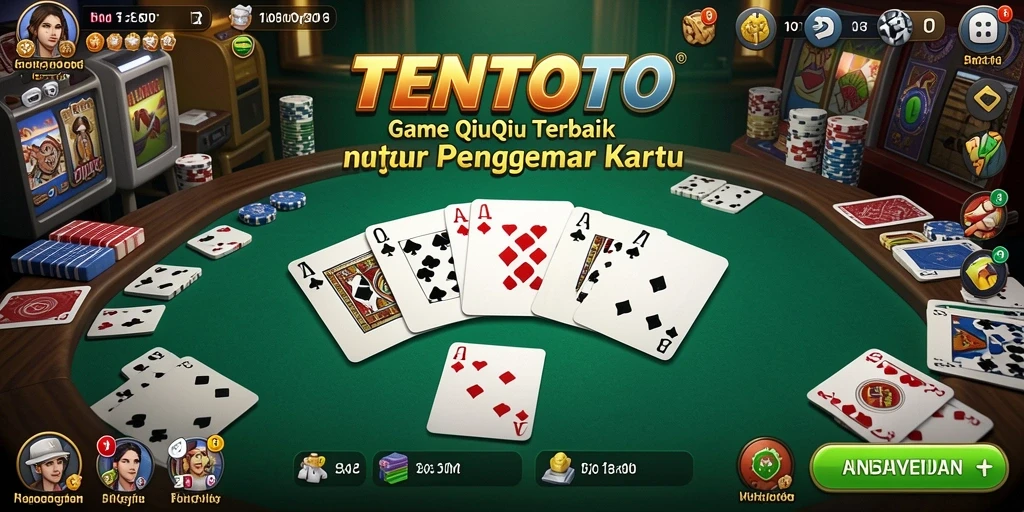Screenshot gameplay TENTOTO yang menunjukkan kartu QiuQiu.