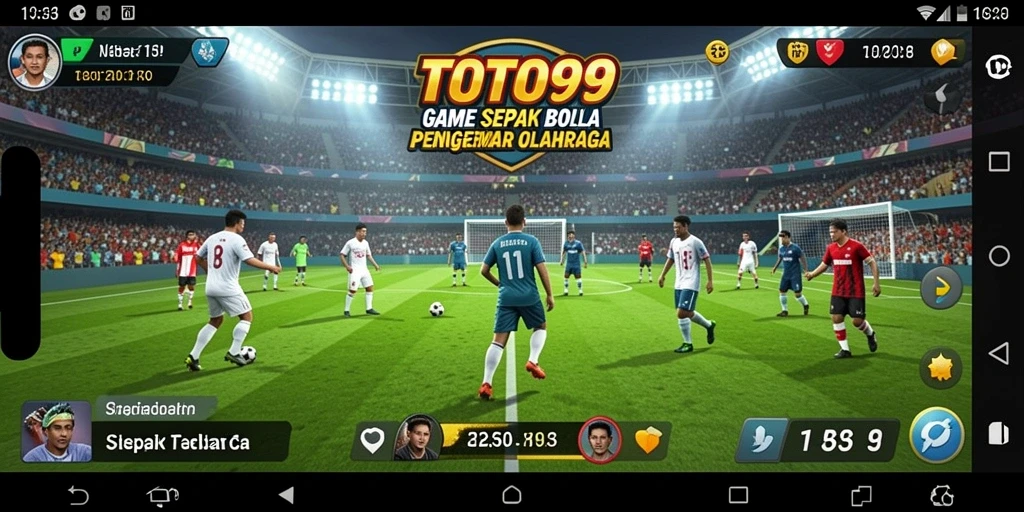 Screenshot TOTO99 menampilkan aksi pertandingan sepak bola yang seru.