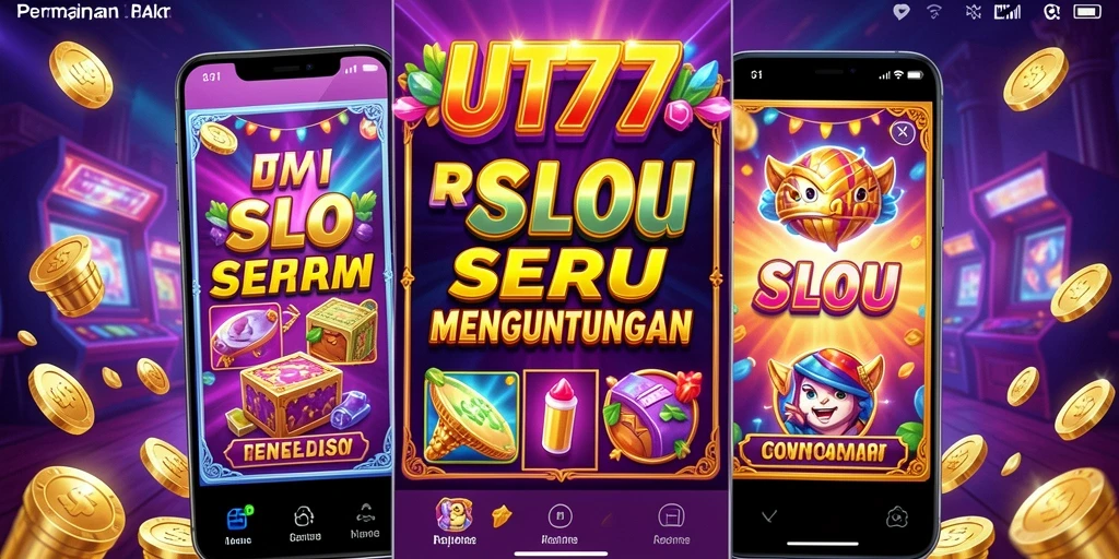 Screenshot gameplay UT77 menampilkan gulungan slot yang berputar dengan grafis menarik.