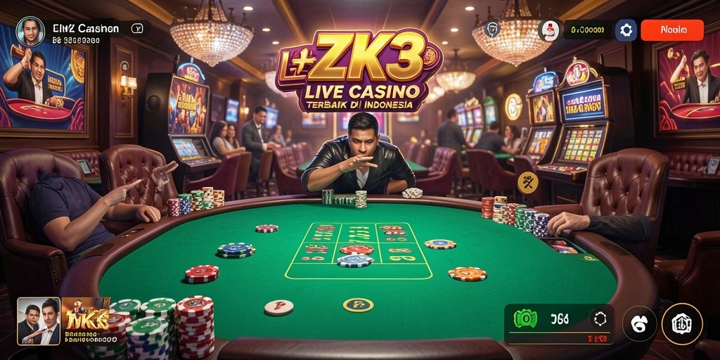 Tampilan gameplay Live Casino yang menarik dan interaktif di ZK3.